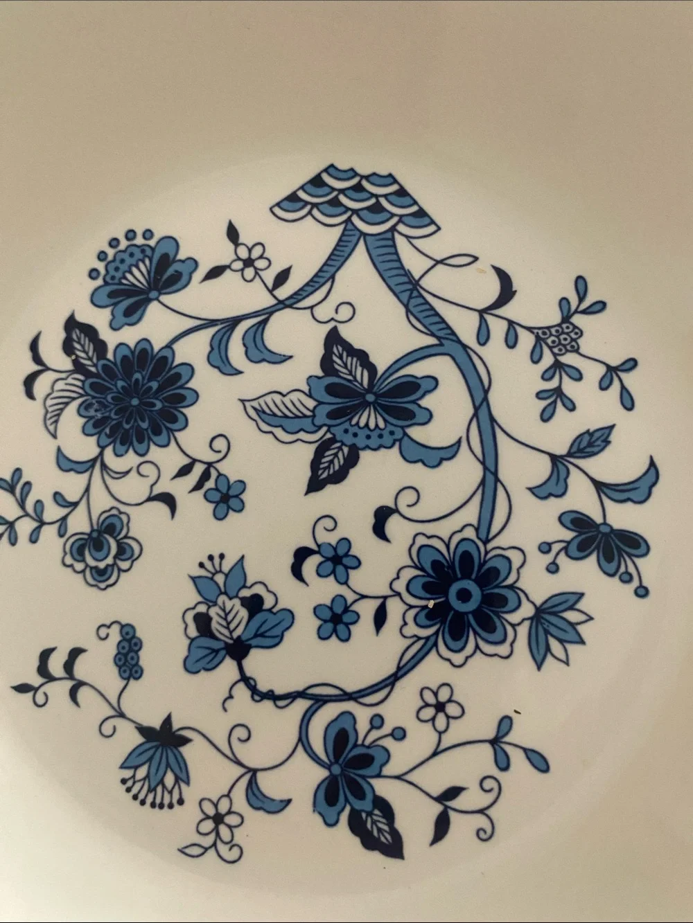 Blue Floral Ceramic Serving Bowl - White and Blue by Hankook.